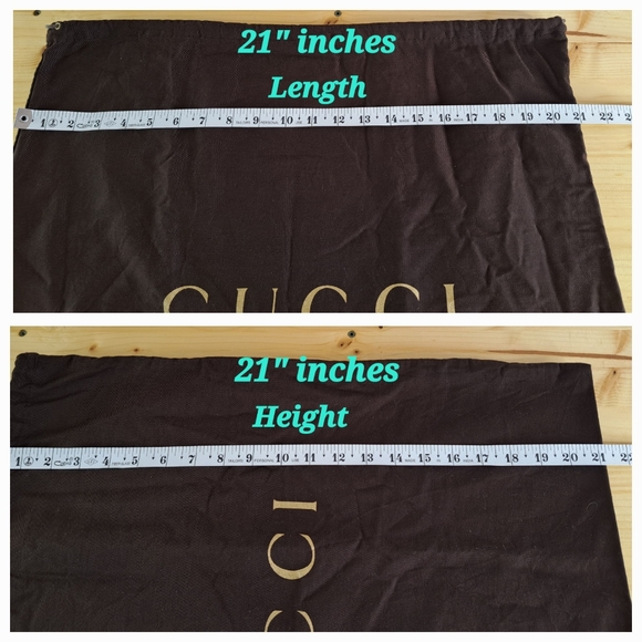 'GUCCI' GOLD~LEAF LOGO DUST BAG 21"×21" DOUBLE RIVET - Picture 11 of 12